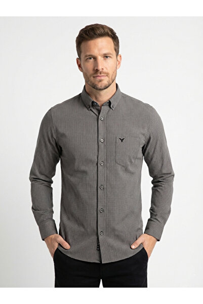 DCN Men's Piti Checkered 100% Cotton Classic Fit Shirt-1075