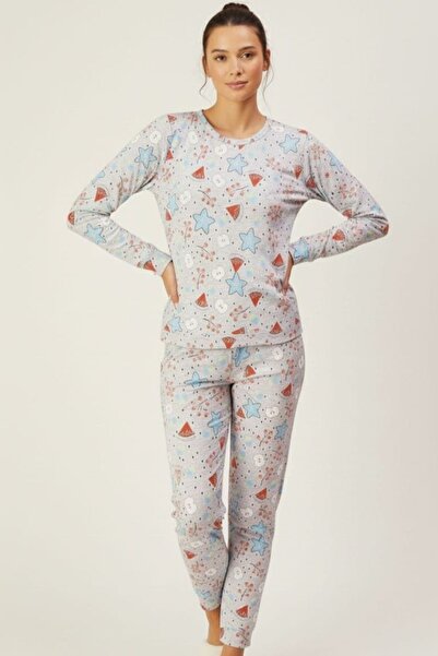 enmodaiçgiyim Πολυτελές σετ γυναικείων πιτζάμες με σχέδια από 100% βαμβάκι - ...