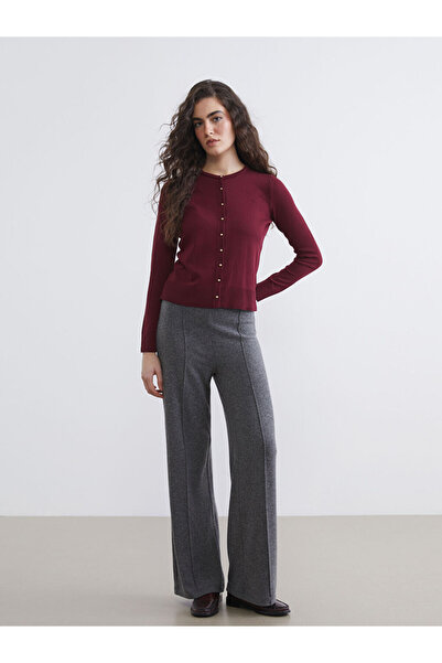 LC Waikiki Anthracite Elastic Waist Wide Leg Women's Trousers