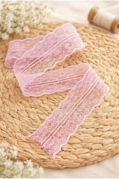 ZEYMERADE Κορδέλα δαντέλας διπλής στρώσης 10 Mt Baby Pink Fisto, Μπορτσάκι, Α...