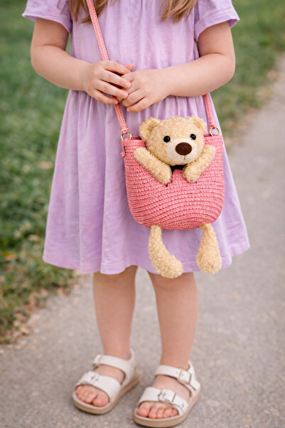 Selvira Ayıcık Detaylı Hasır Çocuk Omuz Çantası – Sevimli Tasarım Kız Çocuk Ç...