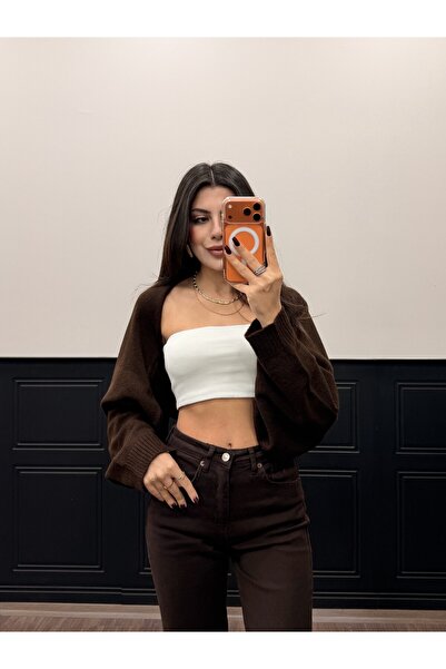 LOISY Bolero tricotat cu mâneci balon pentru femei