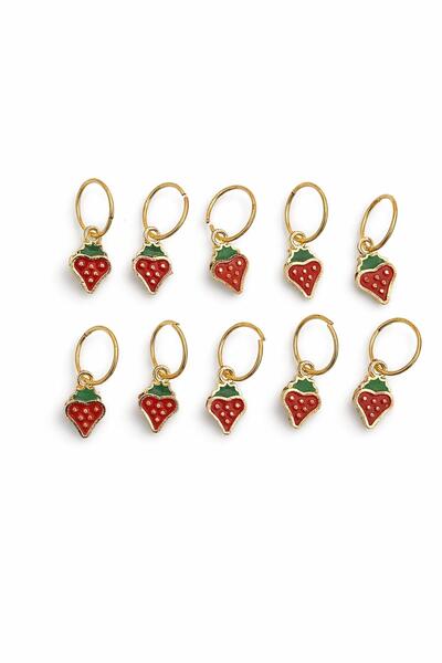 New Obsessions Set of 10 Sweet Strawberries Hair Earrings