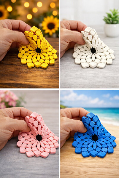 Mayah Concept Ayçiçeği Desenli Esnek Bardak Altlığı – 3D Baskı Dekoratif Sunf...