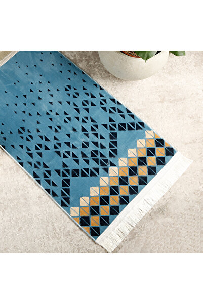 Segadty Palma Prayer Rug, Thick, Soft & Comfortable Muslim Prayer Mat, Blue, 8mm