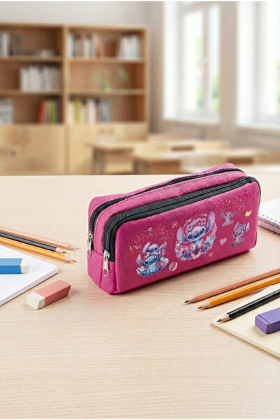 Probag Cutie pentru creion de școală, cu două compartimente, în stil Stitch ș...