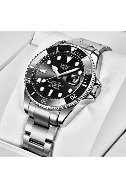 Choice5 LIGE silver black LIGE Top Brand Luxury Fashion Diver Watch Men 30ATM...