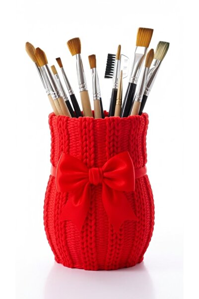 Plodna House 3D Decorative Vase & Organizer with Bowknot and Knitted Look