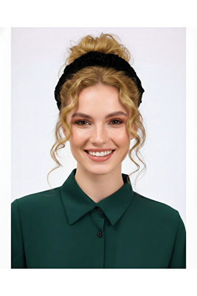 Alivascarf Black Velvet Plump Bun Clip Elastic Hijab Women's Clip