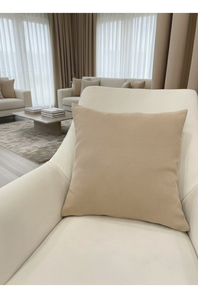 Brillant CAMEL Renk 45X45 Ölçü Petek Dokuma Yumuşak Yapılı Kırlent Kılıf