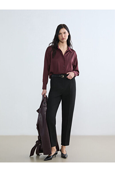 LC Waikiki Black Women's Cigarette Pants with Belt