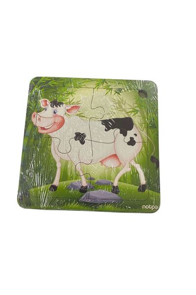 tüftürük Educational and Learning Wooden 4-Piece 13 X 13 Colorful Animals Cor...