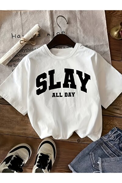 uyguntarz Tricou unisex cu design imprimat Slay All Day