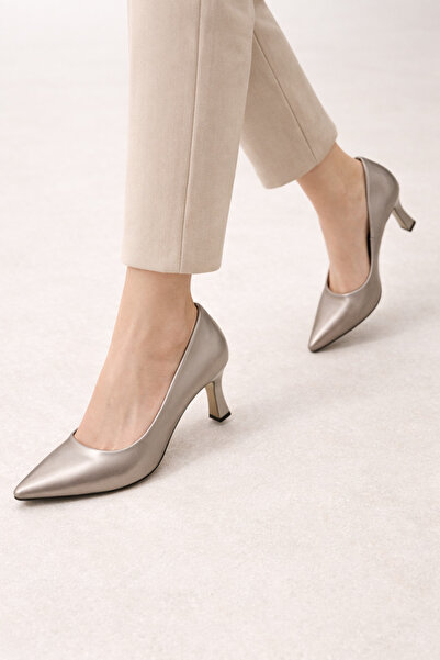 defile ayakkabi Women's Pointed Toe Mink Mid-Heel Shoes