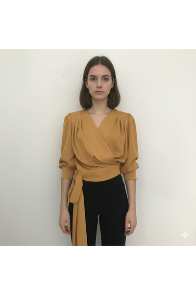 izmoda Saten Yandan Bağlamalı Bluz(Beden Tablosundan Ölçülerinizi Kontrol Ede...