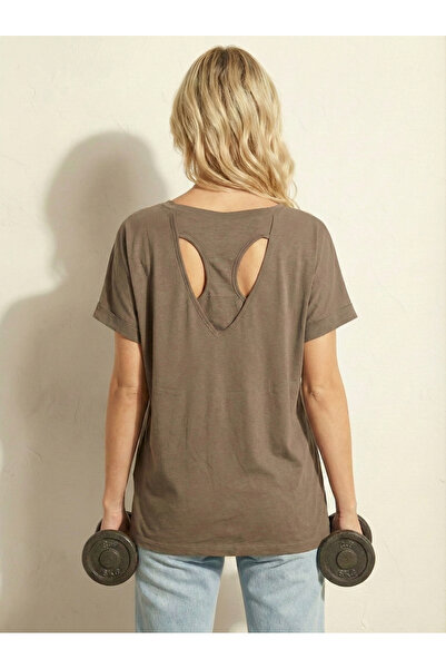 NEW JOURNAL Tricou tunică supradimensionat pentru femei, cu detaliu deschis l...