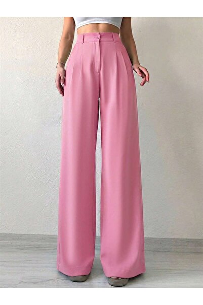 DUUE FASHİON Γυναικείο υφασμάτινο παντελόνι Palazzo με φαρδιά μπατζάκια