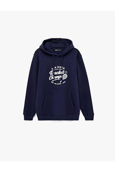 Koton Cotton Long Sleeve Printed Hooded Sweatshirt