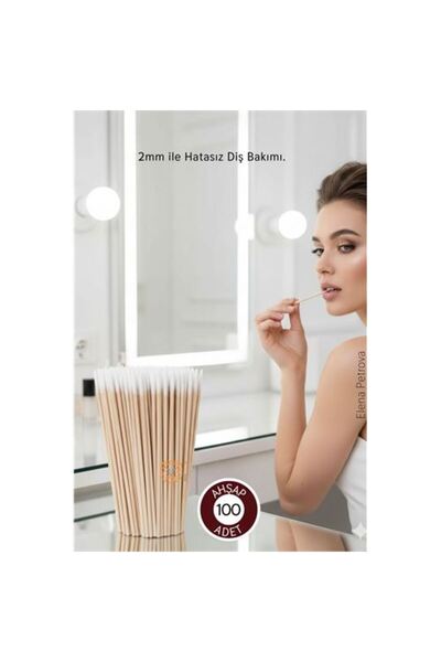 ModaCar 2mm Ucu Pamuklu Ahşap Micro Swab Diş Bakım Çubuğu - 100 Adet Premium ...