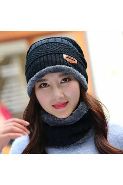 Glamora Styles Winter Knitted Hat & Fleece Neck Warmer Set – Thick Thermal Be...