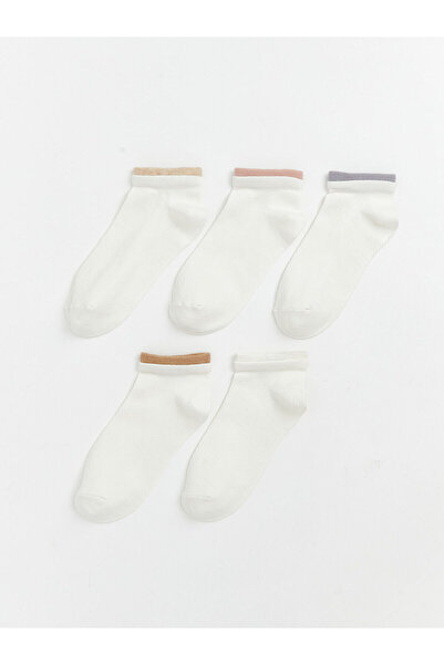 LC Waikiki Ecru Women's Plain Booties Socks 5-Pack
