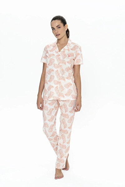 U.S. Polo Assn. 20087 Γυναικείο σετ πιτζάμες με κοντό μανίκι σομόν με πατλάκι...