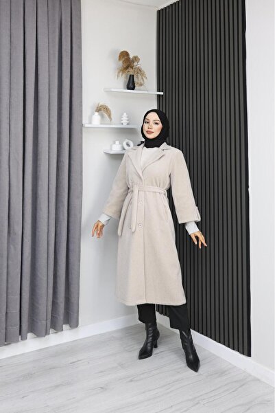 GÖZDE GİYİM Fox Fabric 115 cm Long Men's Collar Sleeve Tricolor Coat