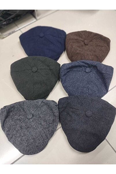 POKUT Erkek 8 Köşeli Kasket - Peaky Blinders Model İngiliz Tarzı Yünlü Dokulu...