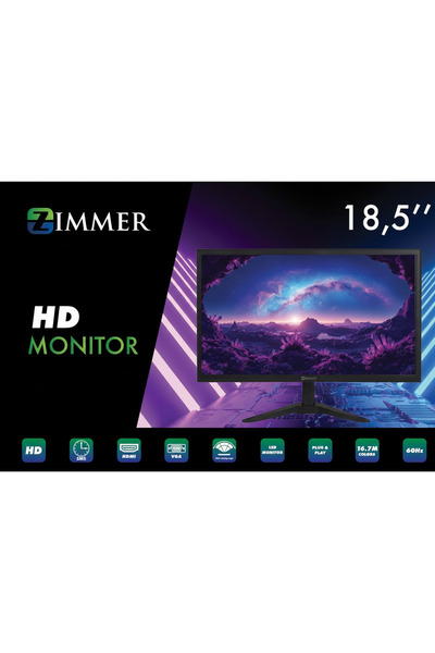 Zimmer 18.5 İnç HD Monitör – Güvenlik,Karavan ve Ofis Uyumlu