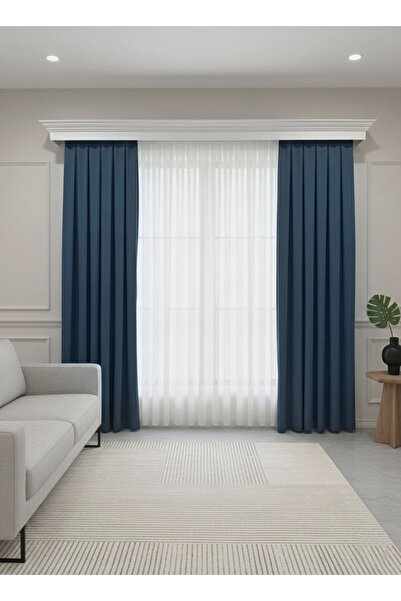 Brillant INDİGO MAVİ Renk 1/3 SIK PİLE Petek Dokuma Yumuşak Yapılı Panama Fon...