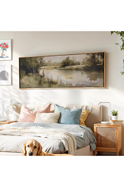 woodhomeworks Tek Parça Gerçek Ahşap Yatay Panorama Çerçeveli Tablo vintage koy