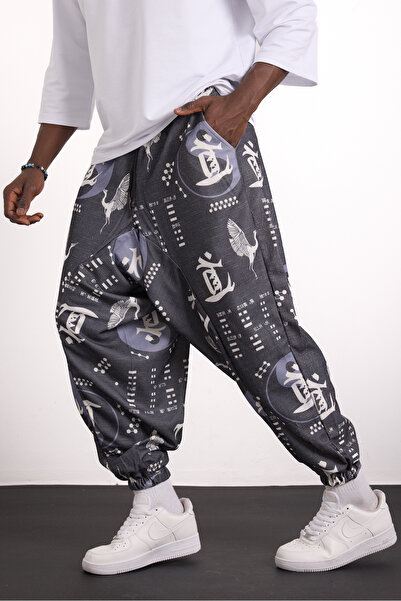 Gerusta Erkek Günlük Desenli Paça Lastikli Pileli Şalvar