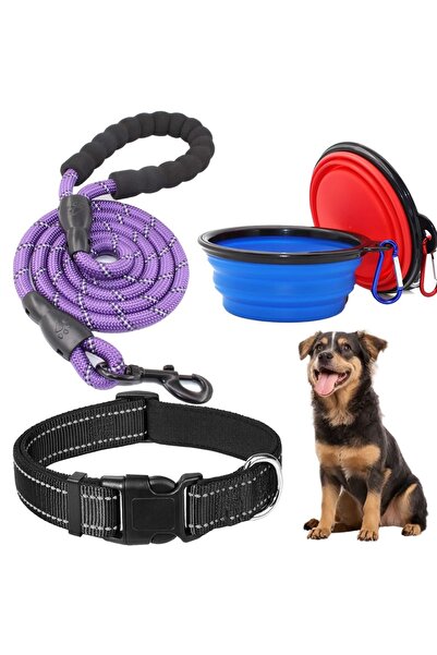 Fish & Paws Set complet pentru plimbarea cainelui Lesa rezistenta, zgarda reg...