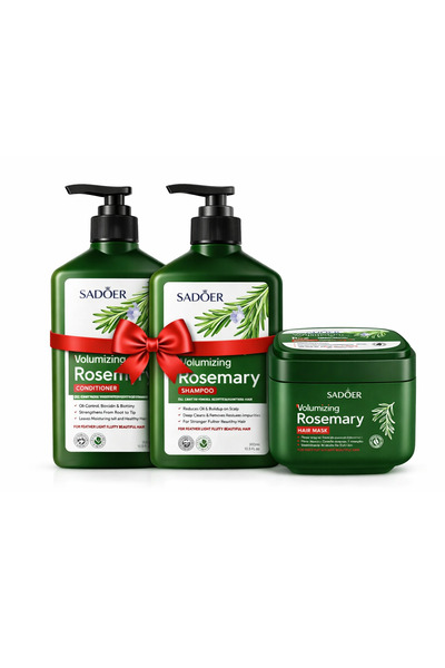 SADOER Pachet Promo Rozmarin – Șampon + Balsam + Mască pentru Volum & Fortifiere