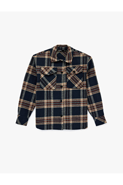 Koton Jachetă cămașă în carouri cu mânecă lungă, cu buzunare acoperite și nas...