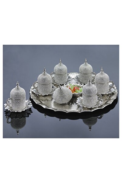 Keopsantique home 6 kişilik gold taşlı kahve seti