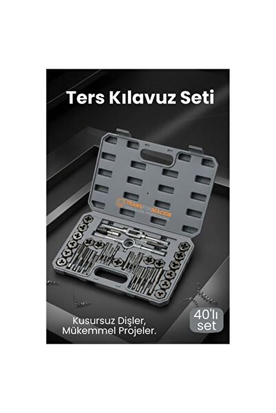 ModaCar 40 Parça Profesyonel Metrik Ters Kılavuz ve Pafta Seti - Hassas Diş A...