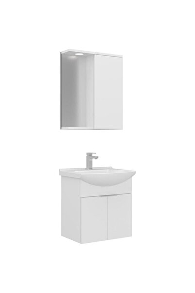 ORKA Banyo Dolabı Purus 55 Asma Banyo Dolabı Takımı (Spot Aynalı)