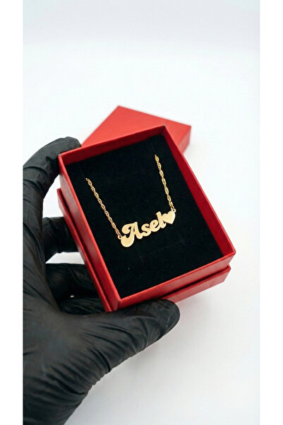 NİŞANTAŞI GÜMÜŞ 925 ayar Gümüş Asel İsimli Altın Kaplama Kalpli Kolye