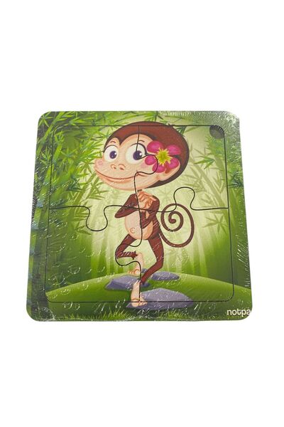 tüftürük Educational and Learning Wooden 4-Piece 13 X 13 Colorful Animals Cor...