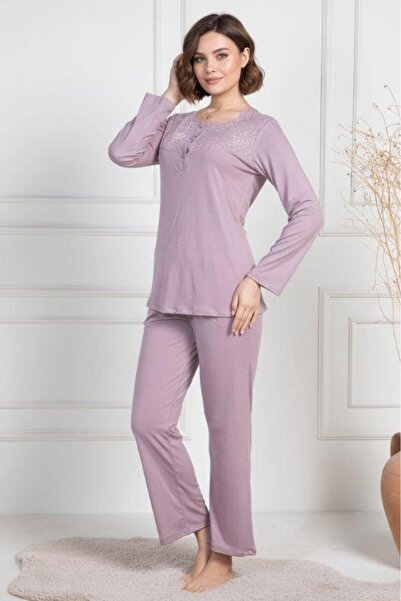 Mecit Pijama طقم بيجامة نسائي مقاس كبير من Mecit 6104 Dusty Rose
