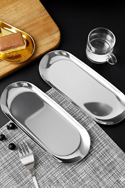 SODELICIOUS COFFEE TEA Stainless Silver Rectangular Presentation Tray (11×30 ...
