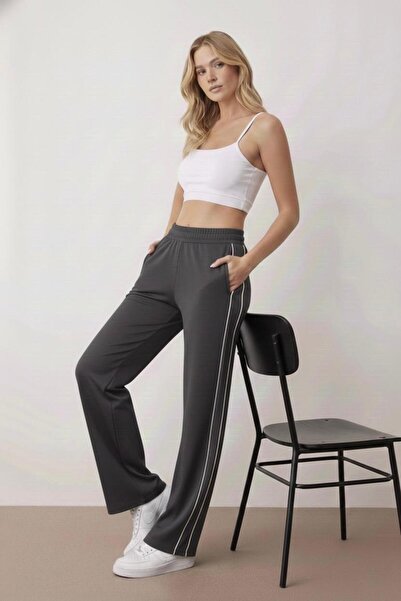 BANEGA Piped Detail Buy Knitted Wide Leg /Wide Leg Sports Sweatpants with Ela...