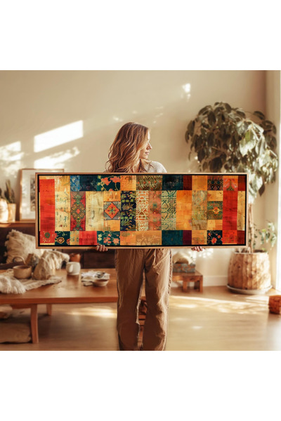 woodhomeworks Tek Parça Gerçek Ahşap Yatay Panorama Çerçeveli Tablo