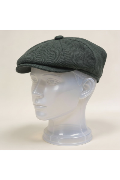 POKUT Erkek 8 Köşeli Kasket - Peaky Blinders Model İngiliz Tarzı Yünlü Dokulu...