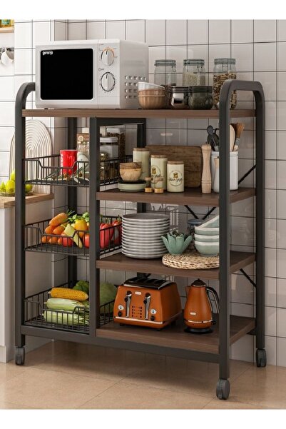 Raffine 3-Tier Rolling Kitchen Rack Microwave Oven Stand Shelf on Wheels Stor...