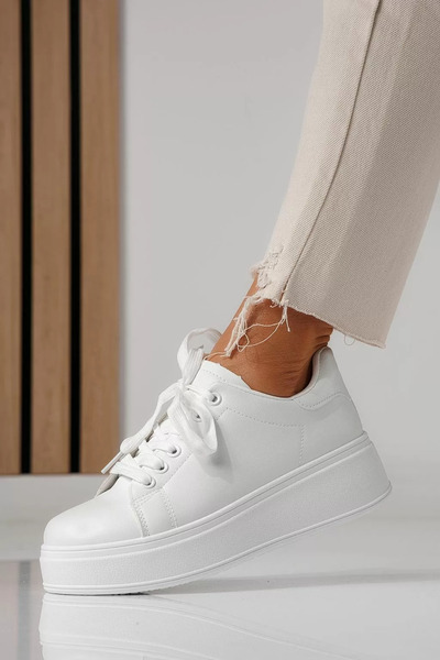 Zaira Adidasi dama albi din piele ecologica Celin #24063 - 40