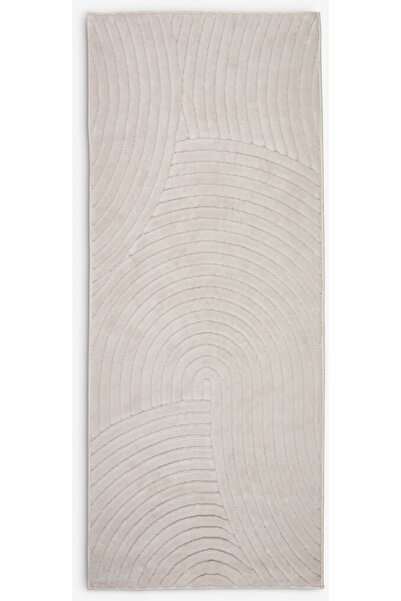 DavidaHome Long rug, classic pattern, cream, 80 x 200 cm, plain