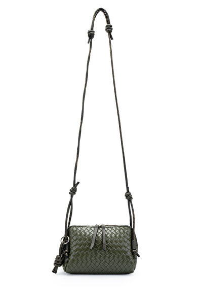 minebag Knitted Patterned Adjustable Strap Bliss Women's Crossbody Bag Khaki