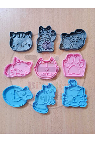 Bi'şeyler Sepeti Cat Cookie Mold - Cat Cookie Cutter - 9 Figures 18 Pieces
